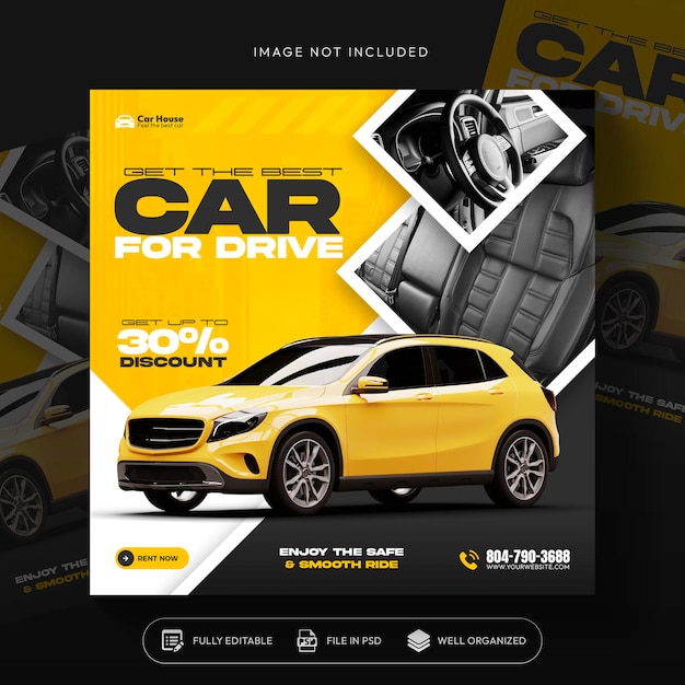 car rent and sale automotive social media banner or Instagram post template