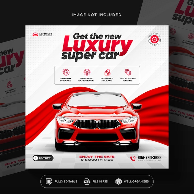 car rent and sale automotive social media banner or Instagram post template