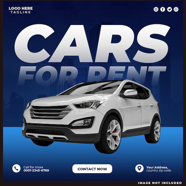 Free PSD car for rent social meida post design