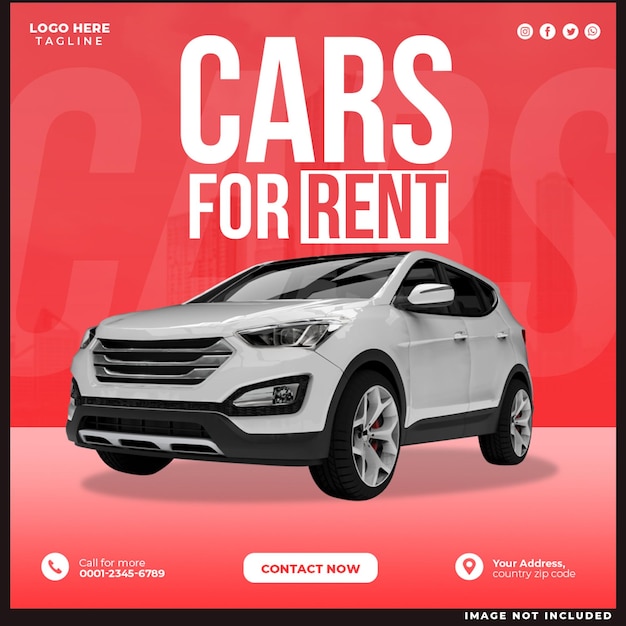 Free PSD car for rent social meida post design