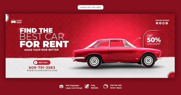 Free PSD car rental and automotive facebook cover template