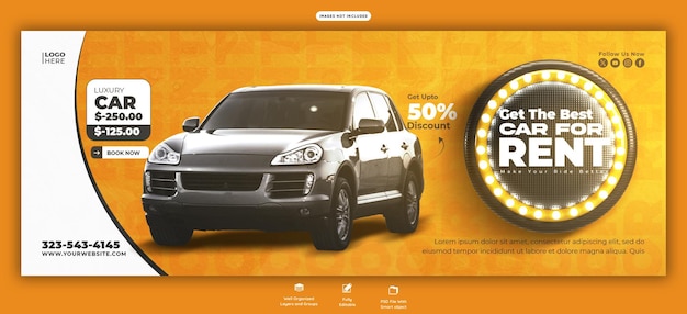 Free PSD car rental and automotive facebook cover template