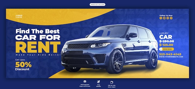 Free PSD car rental and automotive facebook cover template