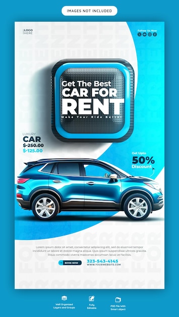 Free PSD car rental and automotive instagram and facebook story template