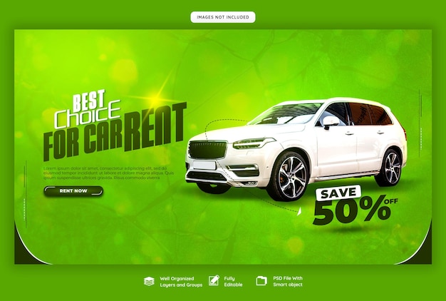 Car rental and automotive web banner template