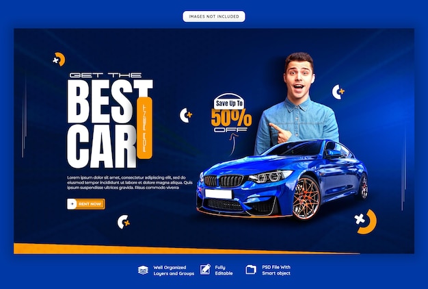 Car rental and automotive web banner template