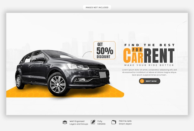 Car rental and automotive web banner template