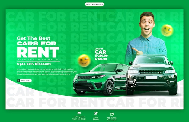 Free PSD car rental and automotive web banner template