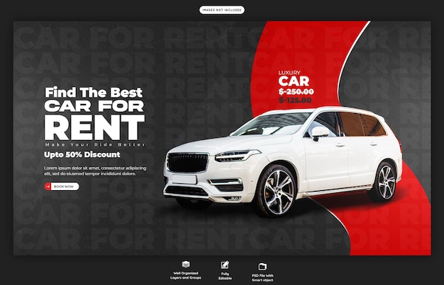 Car rental and automotive web banner template