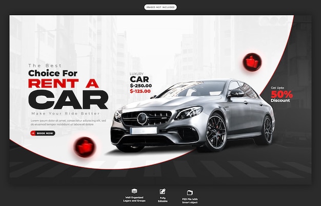 Free PSD car rental and automotive web banner template