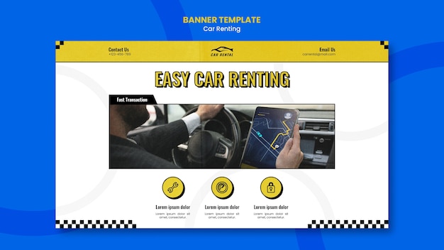 Free PSD car rental horizontal banner template