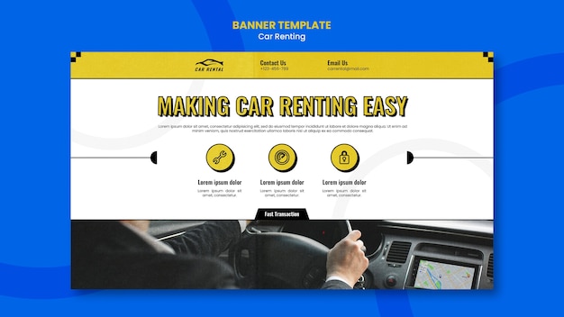 Free PSD car rental horizontal banner template