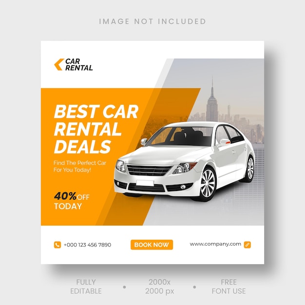 Free PSD car rental instagram social media post banner template