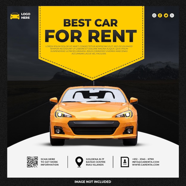 Free PSD car rental instagram social media post banner