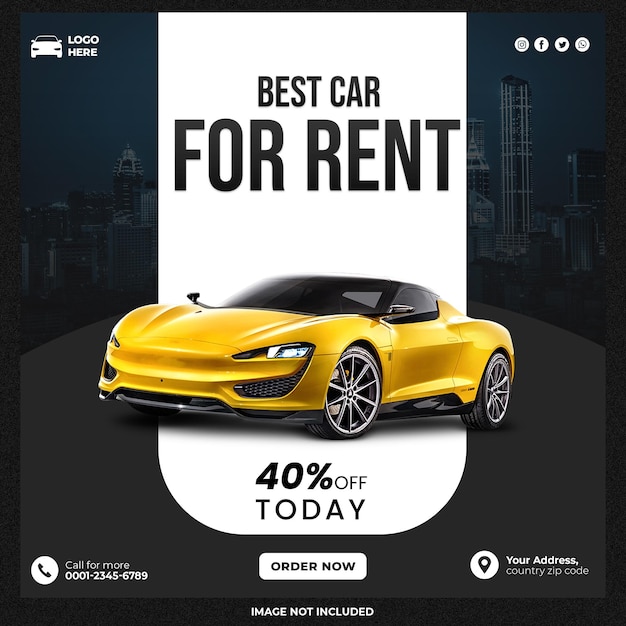 Free PSD car rental instagram social media post banner