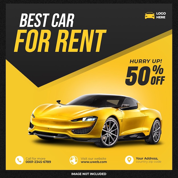 Free PSD car rental instagram social media post banner