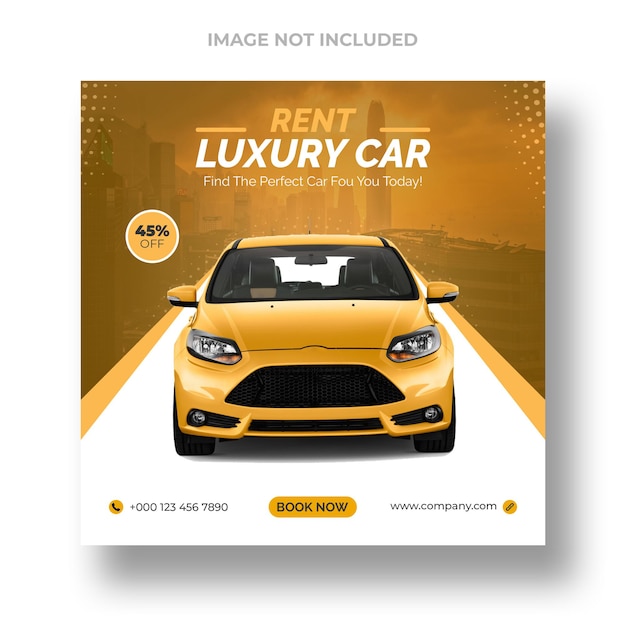 Car rental promotional social media post and Instagram banner template