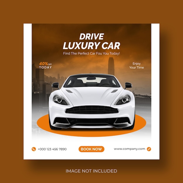 Car rental promotional social media post and Instagram banner template