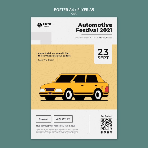 Free PSD car sale poster or flyer design template