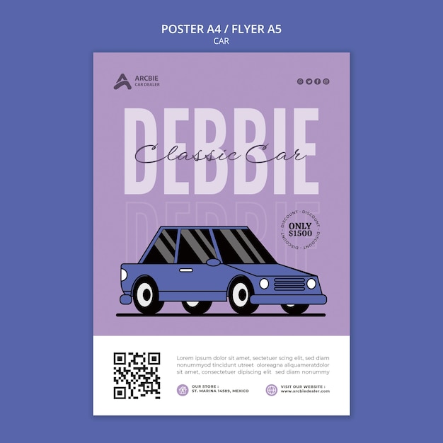 Free PSD car sale poster or flyer design template