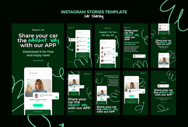 Free PSD car sharing service  instagram stories