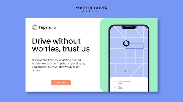 Free PSD car sharing service youtube cover template