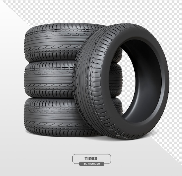 Free PSD car tire in 3d render with transparent background