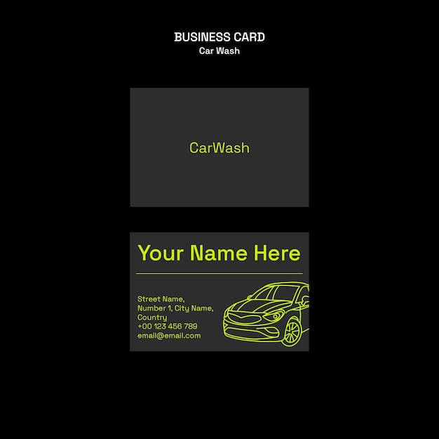 Free PSD car wash service business card