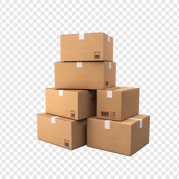 Cardboard boxes isolated on transparent background