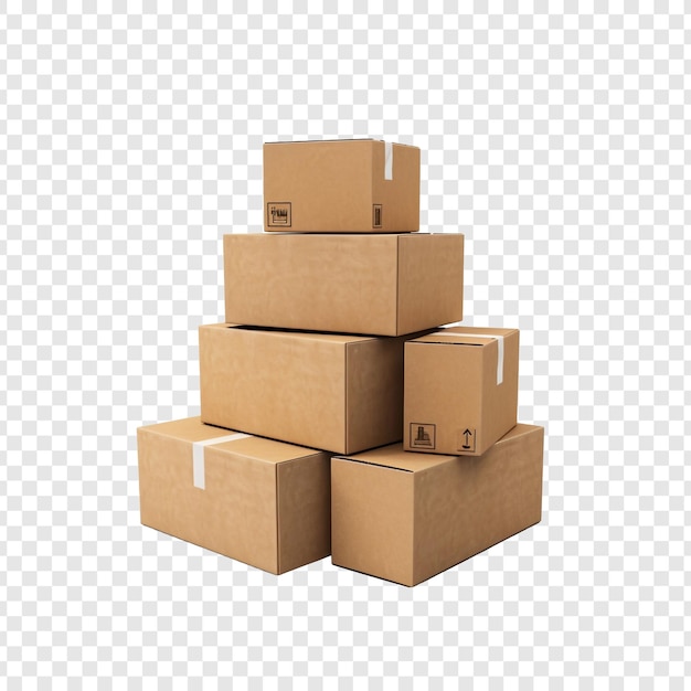 Cardboard boxes isolated on transparent background