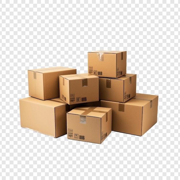 Cardboard boxes isolated on transparent background