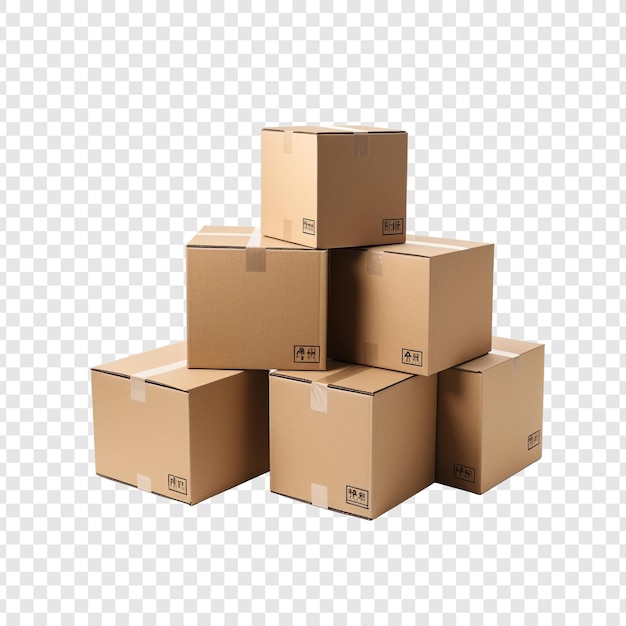 Cardboard boxes isolated on transparent background