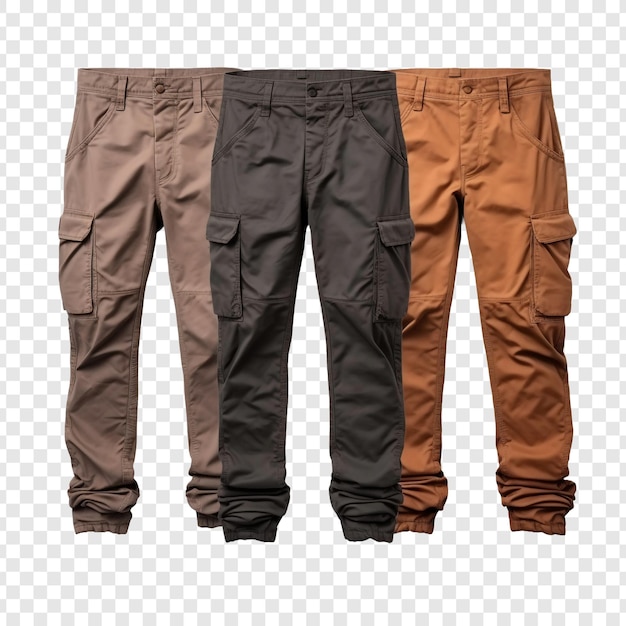 Free PSD cargo pants for men with a plain isolated on transparent background