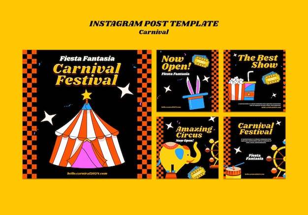 Free PSD carnival celebration  instagram posts