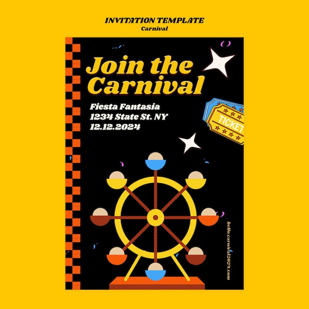 Free PSD carnival celebration invitation template