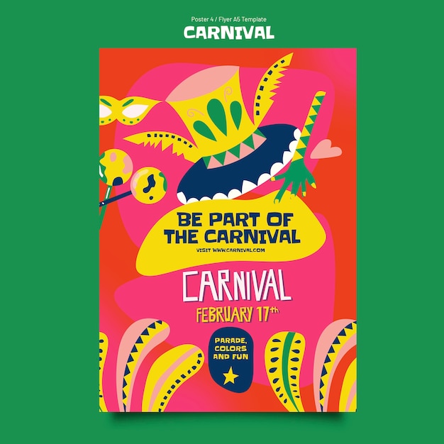 Free PSD carnival celebration invitation template