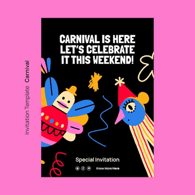 Free PSD carnival celebration invitation template