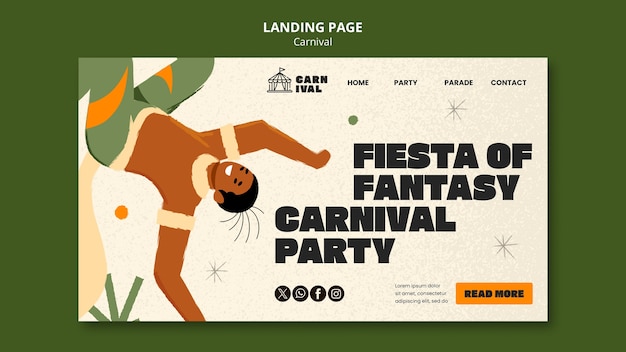 Free PSD carnival celebration landing page template