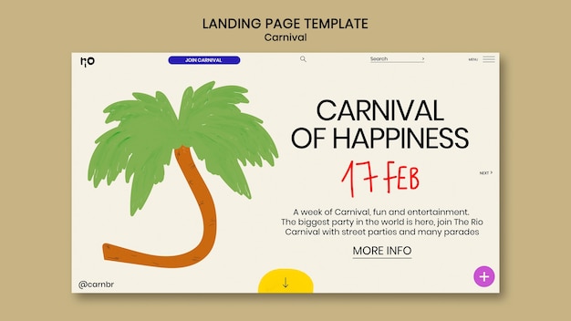 Free PSD carnival celebration landing page template