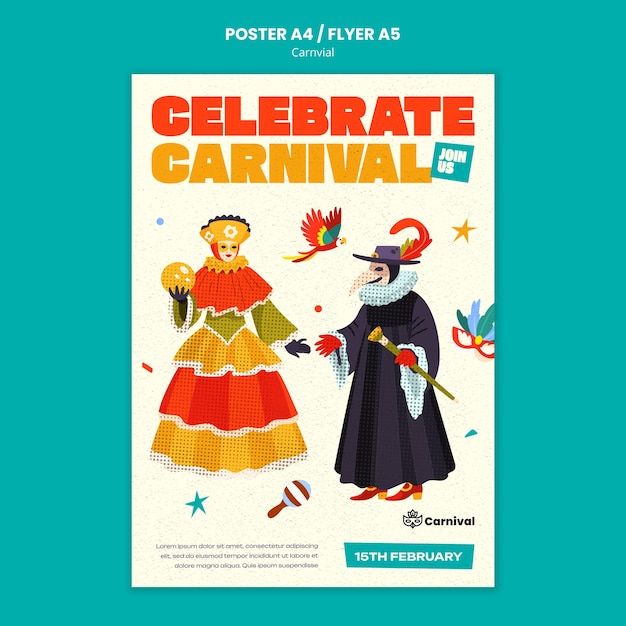 Free PSD carnival celebration poster  template