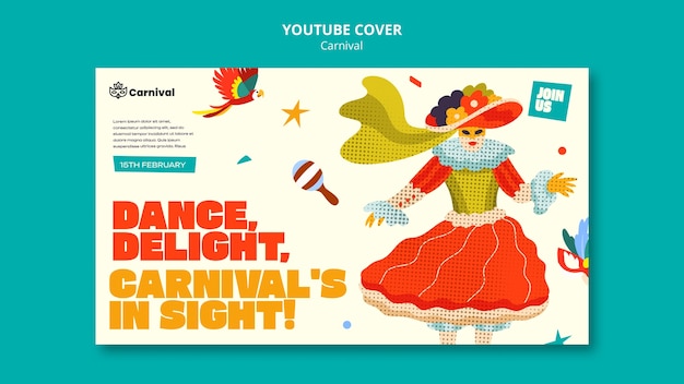 Free PSD carnival celebration youtube cover template