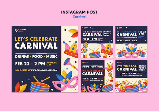 Free PSD carnival entertainment  instagram posts template