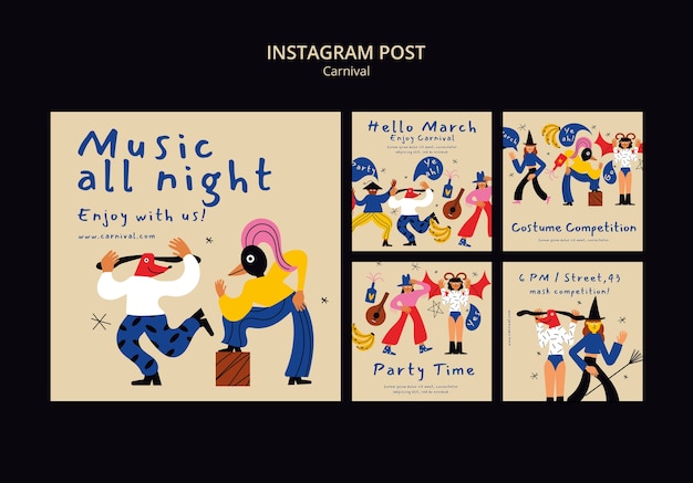 Free PSD carnival entertainment  instagram posts