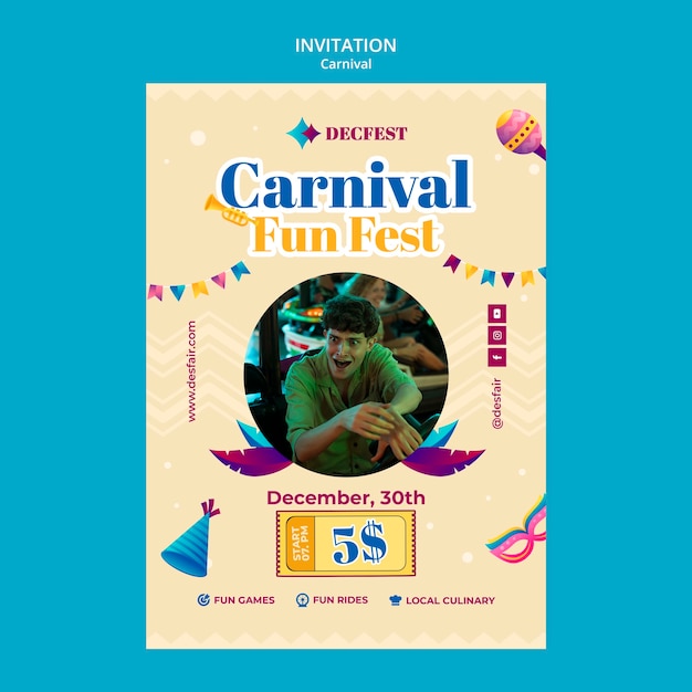 Free PSD carnival entertainment invitation template