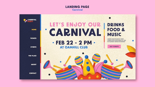 Free PSD carnival entertainment landing page template