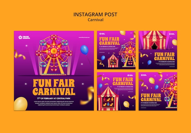 Free PSD carnival event  instagram posts