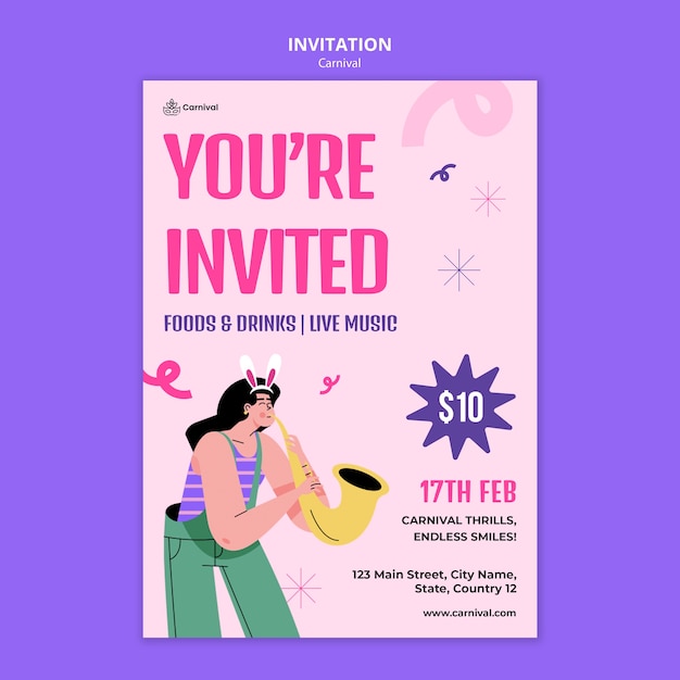 Carnival event invitation template