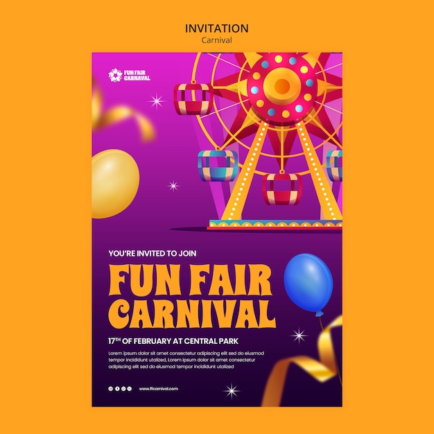 Free PSD carnival event invitation template