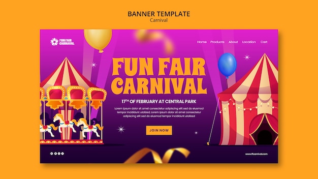 Free PSD carnival event landing page template