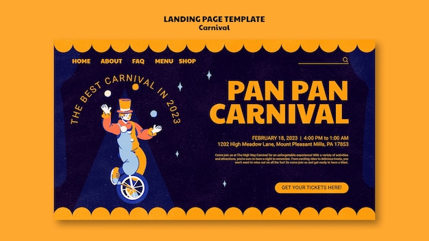 Free PSD carnival fest landing page template